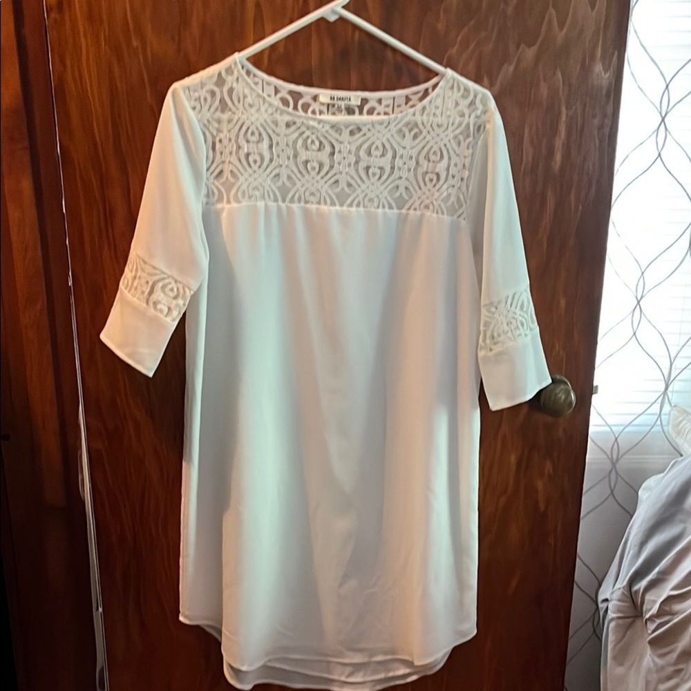 BB Dakota White 3/4 Sleeve Dress